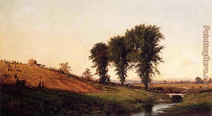Haying painting - Alfred Thompson Bricher Haying art painting